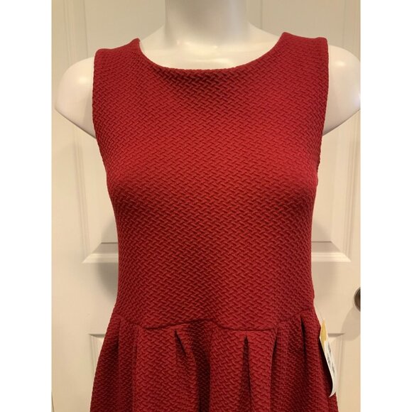 Ganni Red Textured Fit & Flare Sleeveless Dress, Size Medium - Picture 2 of 7